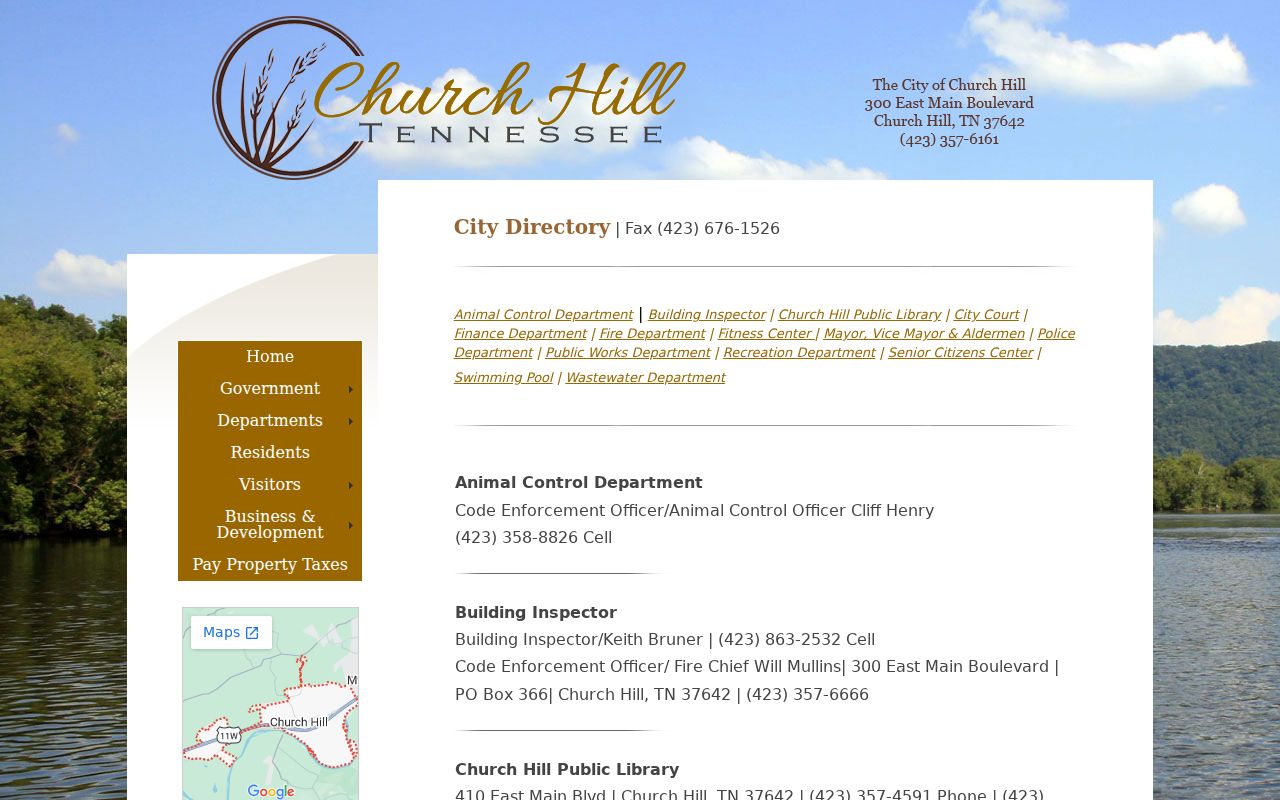 Church Hill city directory with municipal court contacts