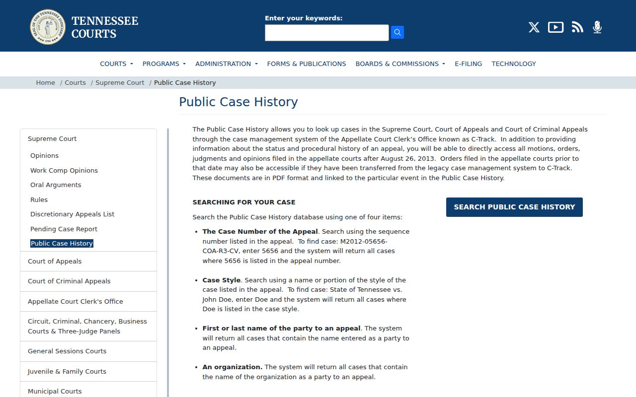 Tennessee appellate history for Hawkins County case lookup