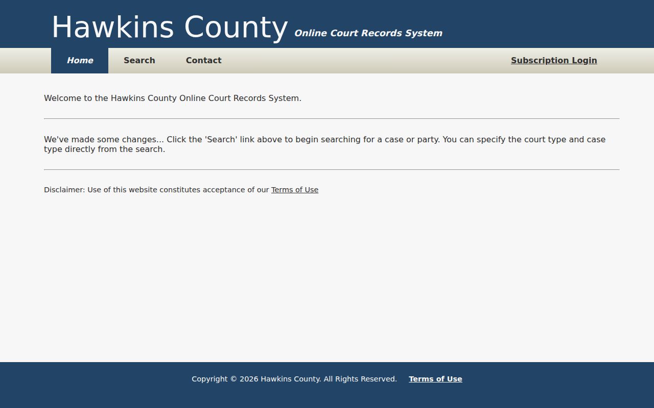 Hawkins County Online Court Records portal