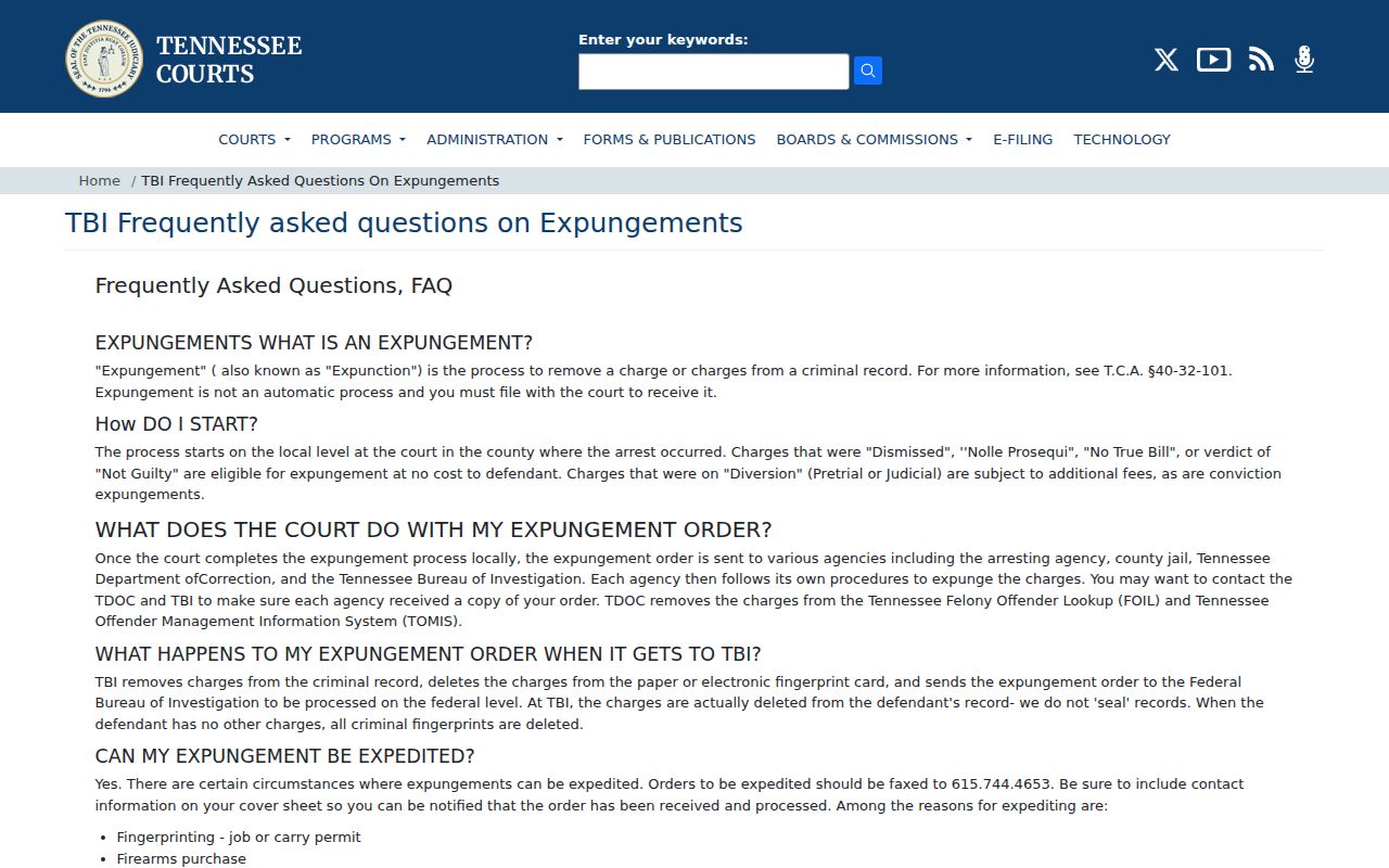 TBI guidance related to Hawkins County court records