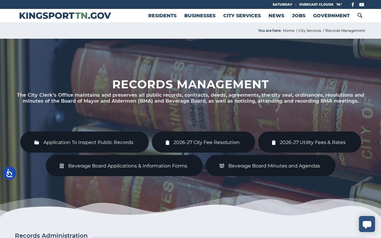 Kingsport public records request channels and NextRequest information