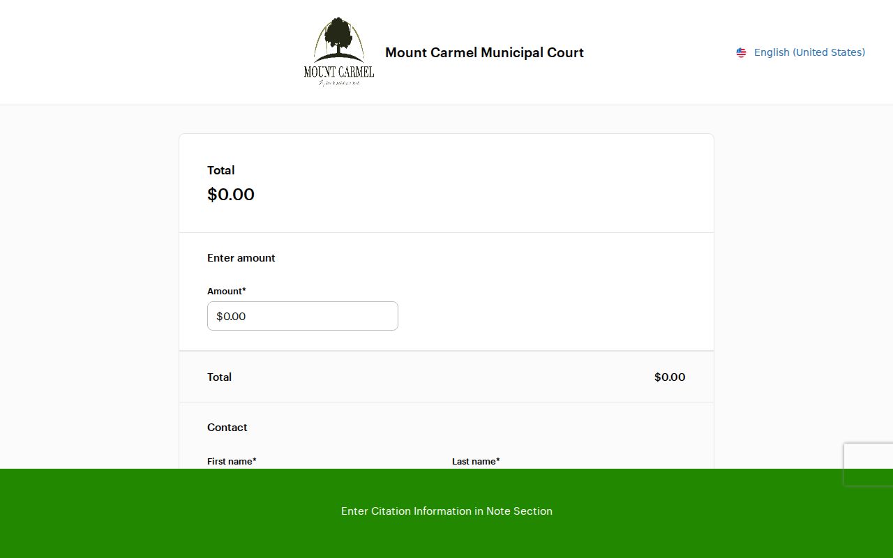 Mount Carmel city-linked citation payment page