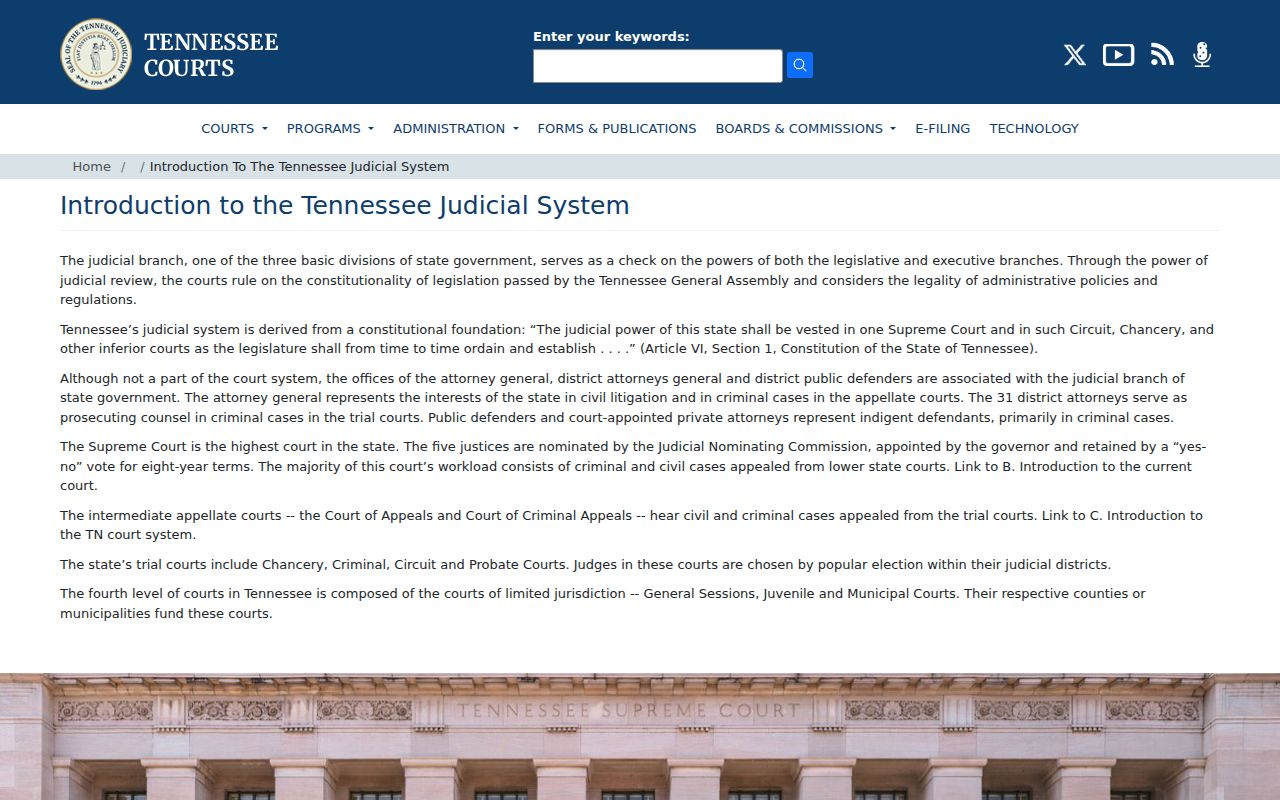 Tennessee court hierarchy applying to Hawkins County